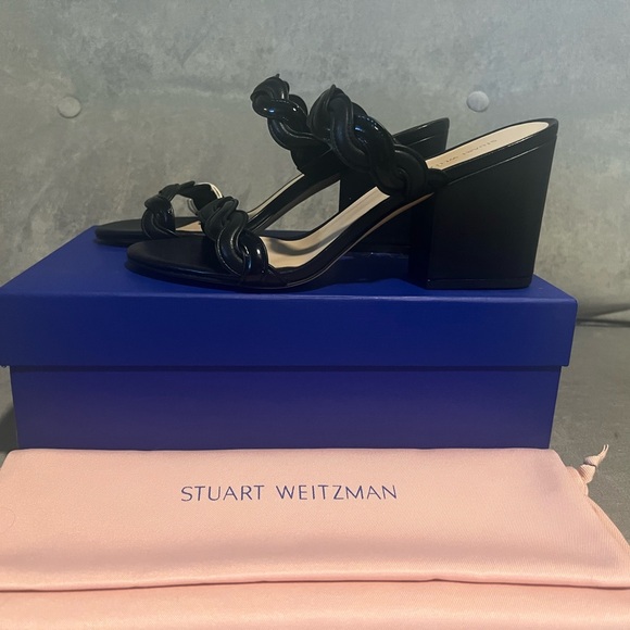 STUART WEITZMAN Black Twistie Block 75
Suede Sandal Wedge 37 7 6.5 - Picture 1 of 14